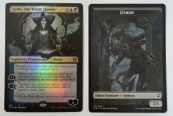 1x FOIL BORDERLESS TASHA, THE WITCH QUEEN - Baldur's Gate - MTG - Demon token - Image 1