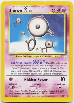 Unown [B] 39/64 Uncommon Neo Revelation Pokemon Unlimited Lightly Played - Image 1
