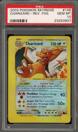 Pokemon Charizard Skyridge Crystal Reverse Holo Secret Rare #146 PSA 10 Gem Mint - Image 1