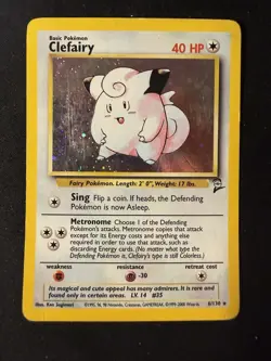 2000 Pokemon - Clefairy Holo Rare Unlimited - Base Set 2 - 6/130 - WOTC - SWIRL! - Image 1