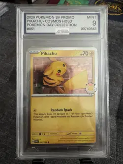Pikachu Holo Cosmos Pokemon Day Collection Promo 51/162 AGS 9 Mint Double Swirl - Image 1