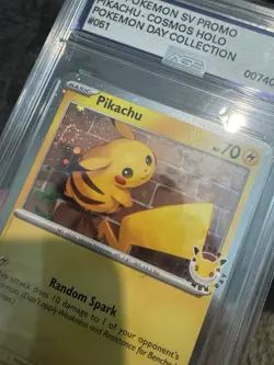 Pikachu Holo Cosmos Pokemon Day Collection Promo 51/162 AGS 9 Mint Double Swirl - Image 3