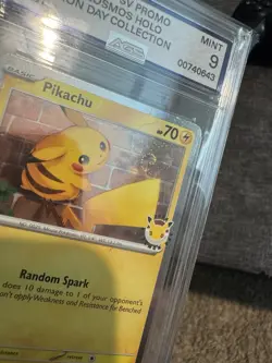 Pikachu Holo Cosmos Pokemon Day Collection Promo 51/162 AGS 9 Mint Double Swirl - Image 4