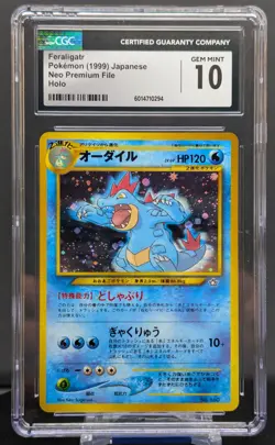 Pokemon Graded Feraligatr #160 Japanese Neo Premium File Cosmos Holo CGC 10 - Image 1
