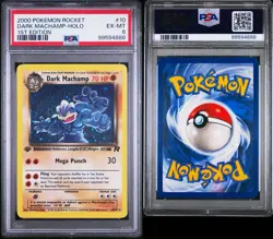 2000 Pokemon Team Rocket 1st Edition Holo Dark Machamp #10 PSA 6 - Image 3