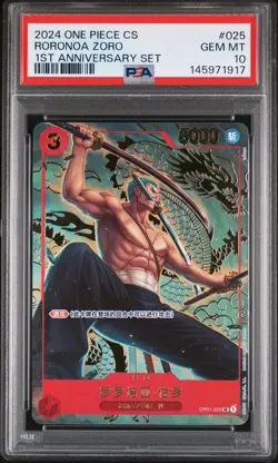 2024 One Piece Chinese 1st Anniversary Roronoa Zoro #OP01-025 PSA 10 - Image 1