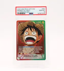 Monkey.D.Luffy Alt. Art OP13-001 PSA 10 Carrying On His Will L One Piece GEM MT - Image 1