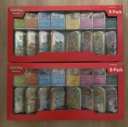2x Pokemon Prismatic Evolutions 8 Mini-Tins w/ Promo Cards Costco Set - IN-HAND! - Image 1