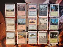 MTG Magic Revised Lot Basic Land Set of 15 Cards NM to MP One of Each Artwork! - Image 1