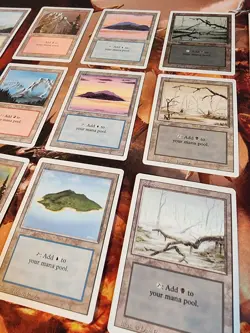 MTG Magic Revised Lot Basic Land Set of 15 Cards NM to MP One of Each Artwork! - Image 4