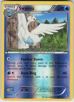 Played Reverse Holo Swanna 37/114 Rare Black & White Moderately Played - Image 1