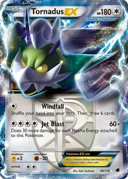 Tornadus EX - 98/116 - Pokemon Plasma Freeze Black & White Ultra Rare Card NM - Image 1