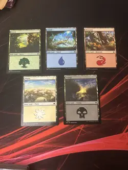 Magic The Gathering 100 Basic Land Bulk Lot Mixed Sets (20 per color) MTG - Image 1