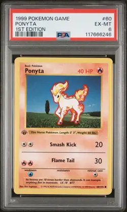 PONYTA - 60/102 - 1ST EDITION - PSA 6 - POKEMON GAME 1999 - Image 1