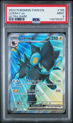 2024 POKEMON TWM EN-TWILIGHT MASQUERADE ULTRA RARE #195 LUXRAY EX PSA 9 - Image 1