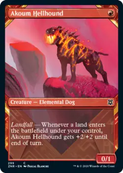 Akoum Hellhound - Foil - Showcase X4 (Zendikar Rising: Alternate Frame (2020)) M - Image 1