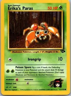 Pokemon Erika's Paras 71/132 Gym Challenge Regular 2000 English WOTC LP - Image 1