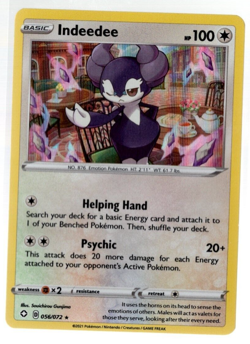 Indeedee 056/072 Holographic Rare Shining Fates Pokemon TCG Near Mint - Image 1