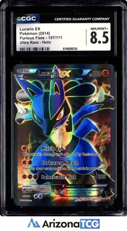 Pokemon 2014 Lucario EX 107/111 Holo Ultra Rare Furious Fists CGC 8.5 - Image 1