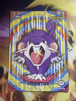 2000 Topps Pokemon TV Rattata #19 Stick-Ons Sticker 9 of 10 Blue Logo - Image 1
