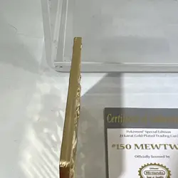 1999 Pokemon 23K Gold Plated Mewtwo Card Burger King In Original Case W/Cert #ML - Image 3