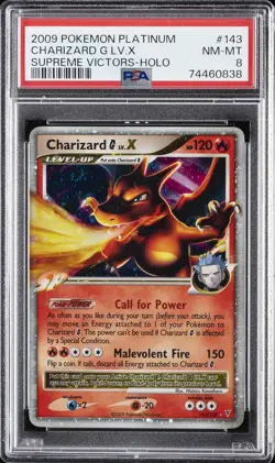 2009 POKEMON PLATINUM SUPREME VICTORS #143 CHARIZARD G LV.X-HOLO PSA 8 - Image 1