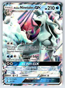 Alolan Ninetales GX 22/145 Crimson Invasion Pokemon Card TCG Ultra Rare Nm - Image 1