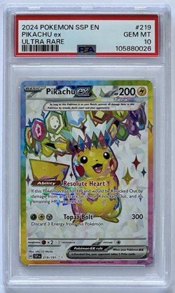 Pokemon Pikachu ex Ultra Rare #219 – PSA 10 GEM MINT – Surging Sparks /w Gaurd - Image 2