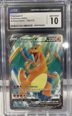 Pokemon TCG Charizard V 153/172 Full Art, Brilliant Stars | CGC 10 Graded - Image 1
