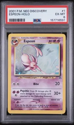 Espeon Holo PSA 6 (EX-MT) 2001 Neo Discovery 1/75 Vintage WOTC Pokemon TCG - Image 1