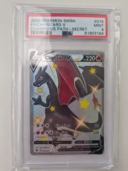 2020 Pokemon SWSH FA/Charizard V Champion’s Path Secret #079 PSA 9 MINT - Image 1