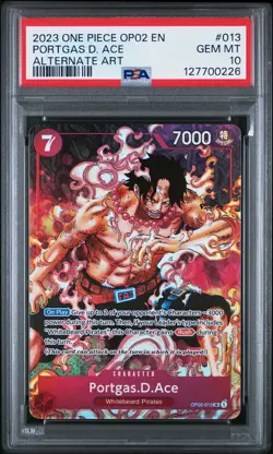 2023 ONE PIECE OP02-PARAMOUNT WAR ALTERNATE ART #013 PORTGAS D. ACE PSA 10 - Image 1