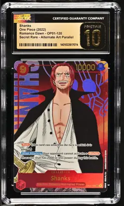 2022 One Piece Romance Dawn OP01-120.2 Shanks Alt Art Secret Rare PRISTINE 10 - Image 1