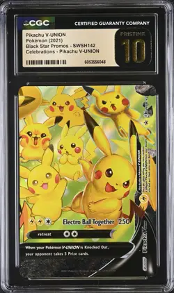 CGC 10 PRISTINE Pikachu V-Union (Bottom Right) Promo SWSH142 Celebrations Card - Image 1