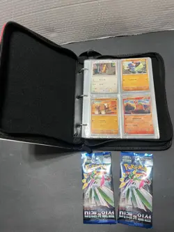 Pokemon Cards With Binder And 2 Korean Packs - Image 2