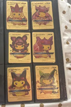Pokemon Pikachu Tag Cosplay Gold Foil Limited Set (6 Cards) Full Fan Art Custom - Image 1