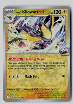 Iono's Kilowattrel 055/159 Rare Journey Together Pokemon Reverse Holo NM - Image 1
