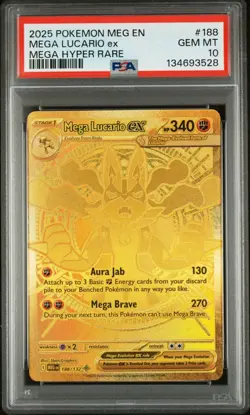 2025 POKEMON MEG EN-MEGA EVOLUTION MEGA HYPER RARE #188 MEGA LUCARIO EX PSA 10 - Image 1
