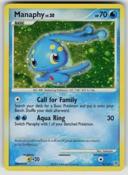 Manaphy 9/130 Holo Rare Diamond & Pearl Pokemon Lightly Played - Image 1