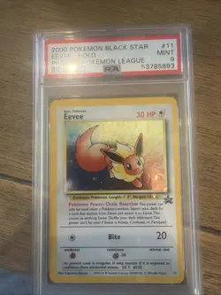 2000 Pokemon Black Star Eevee 11/53 Wotc Promo Holo Pokemon League PSA 9 - Image 1
