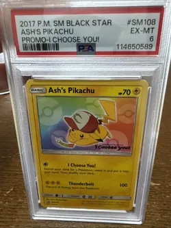 Pokemon Movie Ash's Pikachu SM108 SM Black Star Promo 2017 PSA 6 Case Great Cons - Image 1