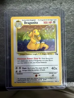 Pokemon TCG Fossil Dragonite 4/62 Holo Rare 1999 English Unlimited 100 HP - Image 1