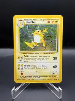 Pokemon TCG Raichu 14/102 Holo Rare Base Set 1999 MP - Image 1