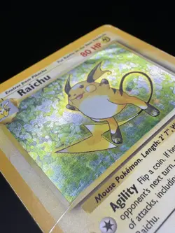 Pokemon TCG Raichu 14/102 Holo Rare Base Set 1999 MP - Image 4