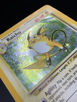Pokemon TCG Raichu 14/102 Holo Rare Base Set 1999 MP - Image 5