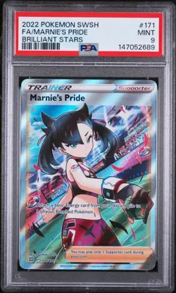 2022 Pokemon Brilliant Stars Marnie's Pride 171 Ultra Rare FRESH PSA 9 MINT - Image 1