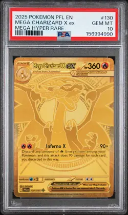 2025 POKEMON PFL EN-PHANTASMAL FLAMES MEGA HYPER RARE MEGA CHARIZARD X EX PSA 10 - Image 1