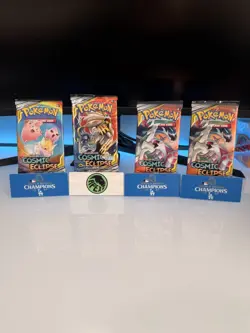 Pokemon TCG Sun & Moon Cosmic Eclipse Booster Packs Lot of 4! - Image 1