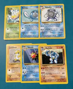 Pokemon TCG: Base Set Lot with Poliwhirl, Regular, English, LP (6 Cards) - Image 1