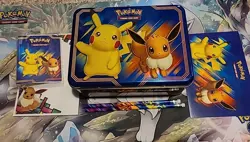 Pokemon TCG: Fall 2018 Collector’s Chest Tin Featuring Pikachu & Eevee No Cards - Image 1